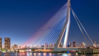 Die Erasmus-Brücke und der Fluss Maas in Rotterdam
