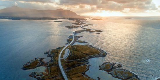 Scenic image of the Atlantic ocean road in Norway