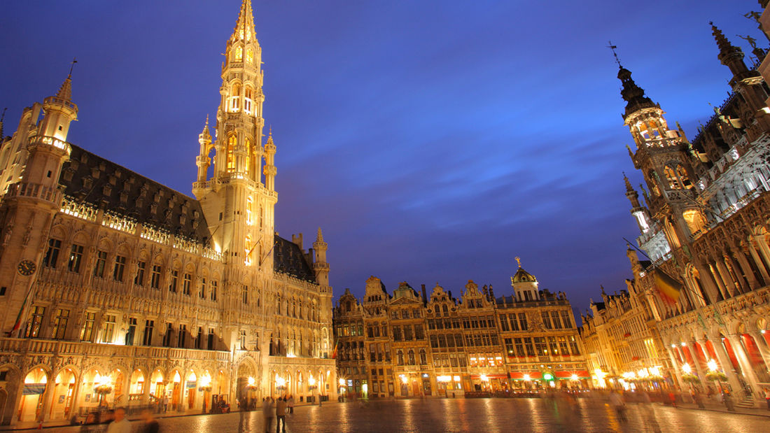Aften på Grand Place i Bruxelles centrum