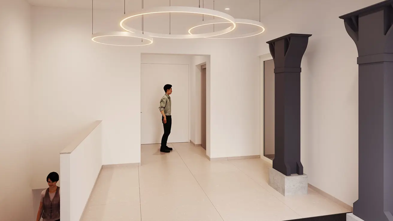 3d-bilde av interiør på hulstkamp apartments