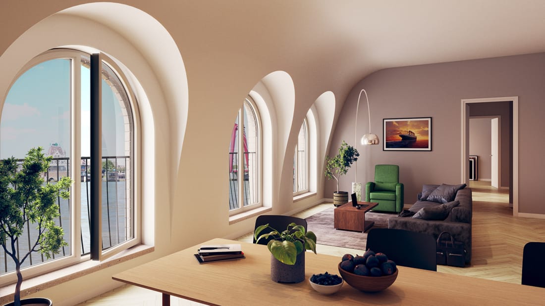 3D-bild av lägenhet på Hulstkamp Apartments