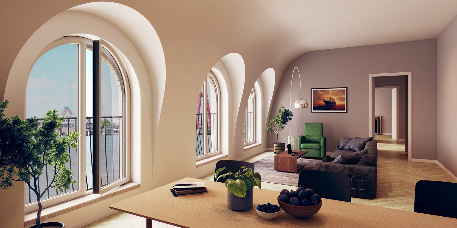 3D-bild av lägenhet på Hulstkamp Apartments