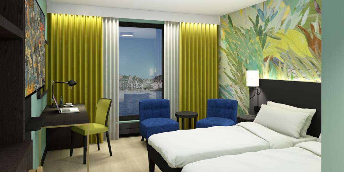 3D image of hotel room