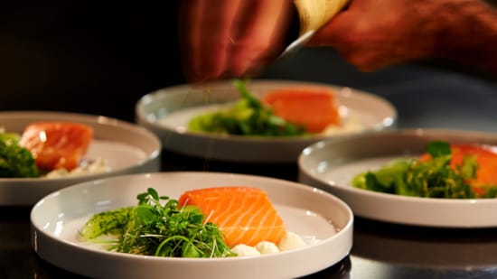 Elegant plates with dinner at Restaurant Ask