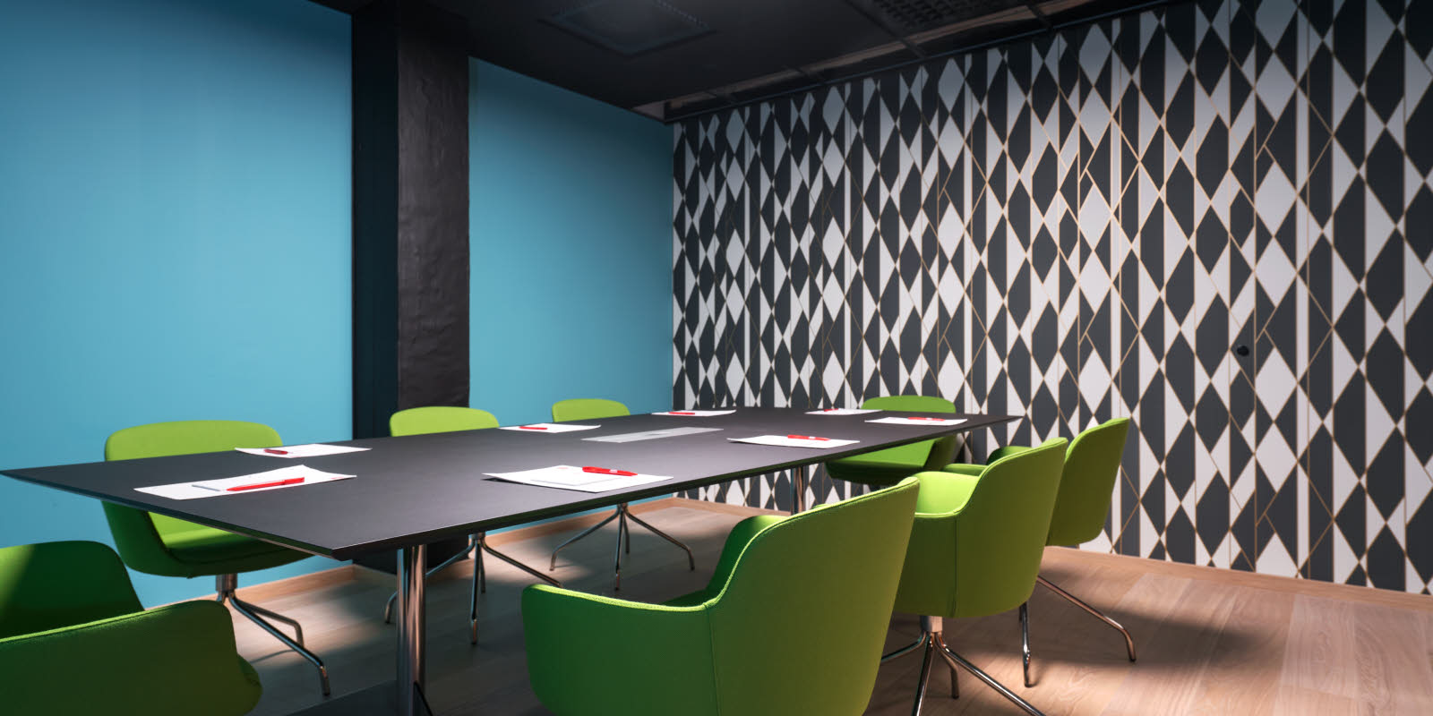 Møterom Rosenkrantztårnet med styrebord oppsett 