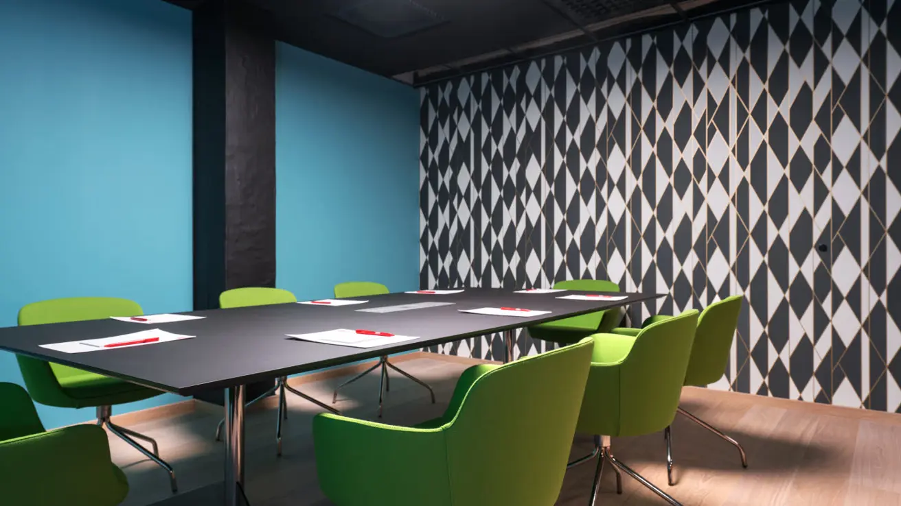 Meeting room with boardroom layout at Thon Hotel Orion.