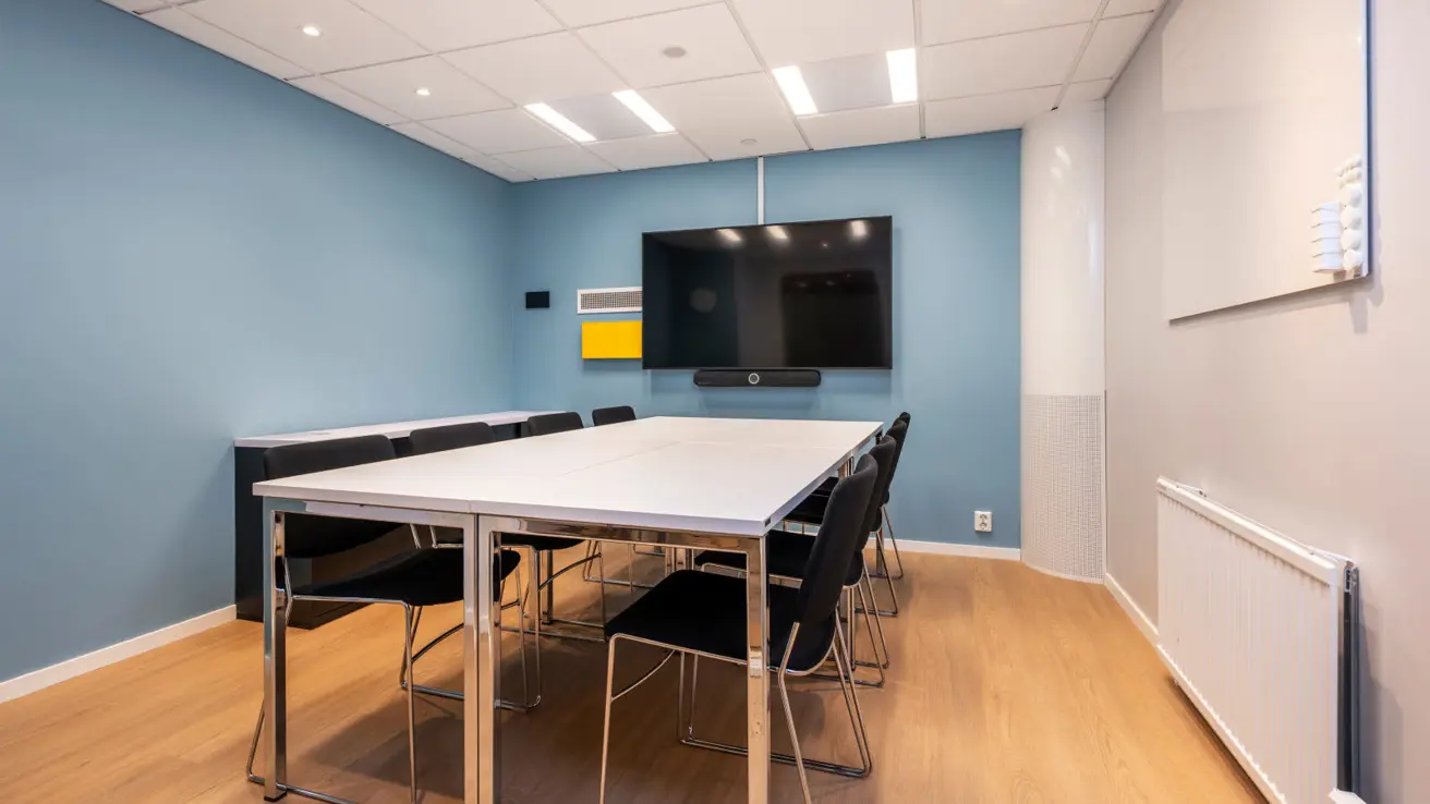 Møterom Torgallmenningen i styrebord-oppsett.