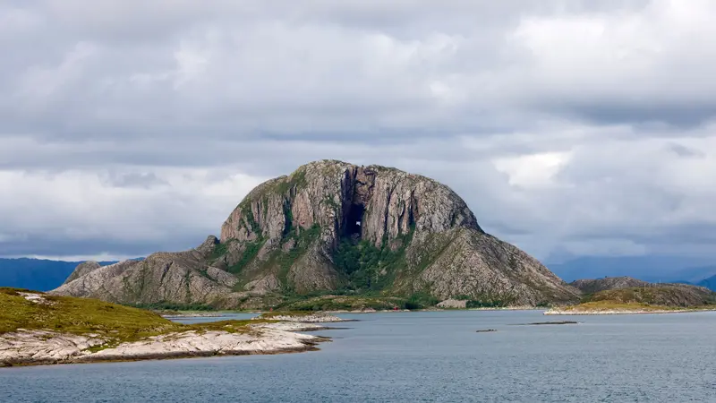 View of Torghatten from the sea