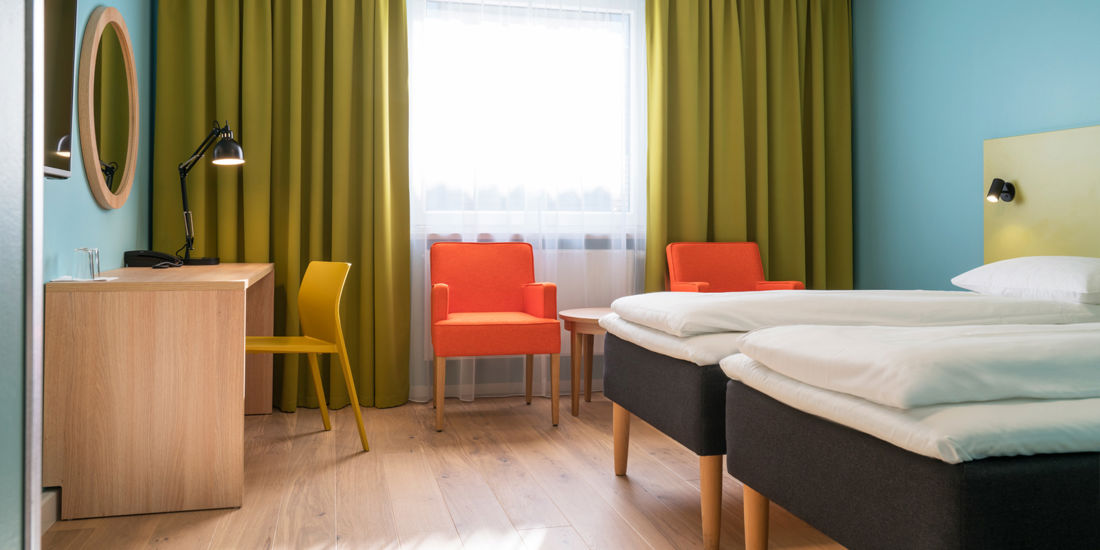 Bett im Twin-Zimmer im Thon Hotel Gardermoen