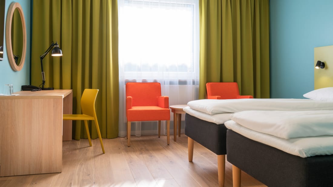 Bed in twinkamer in Thon Hotel Gardermoen
