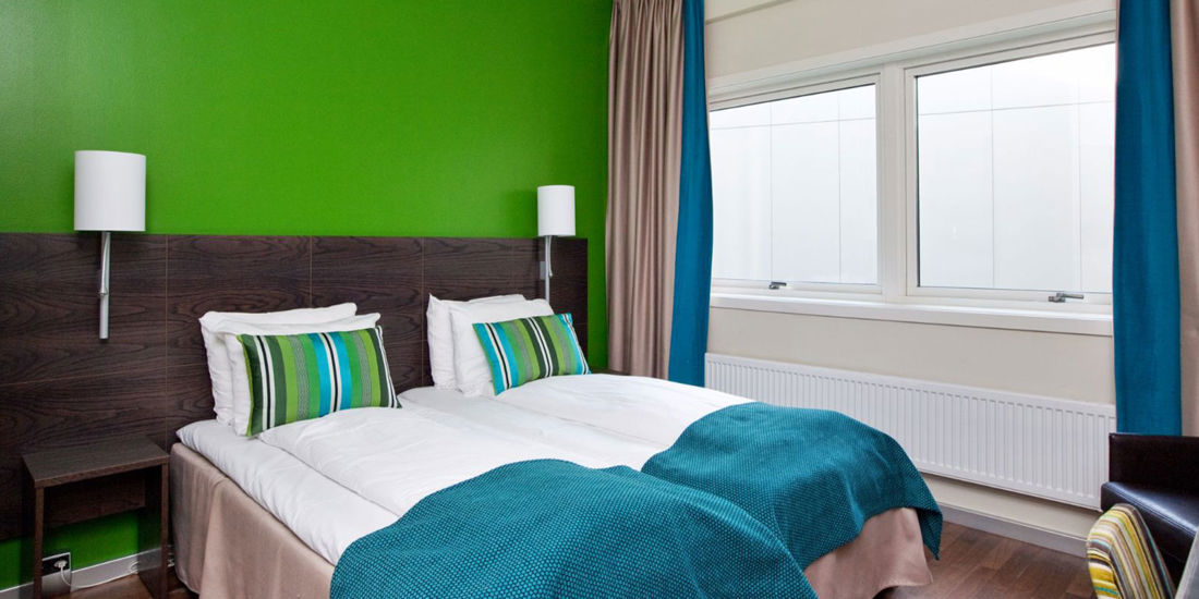Bett im Twin-Zimmer im Thon Hotel Halden