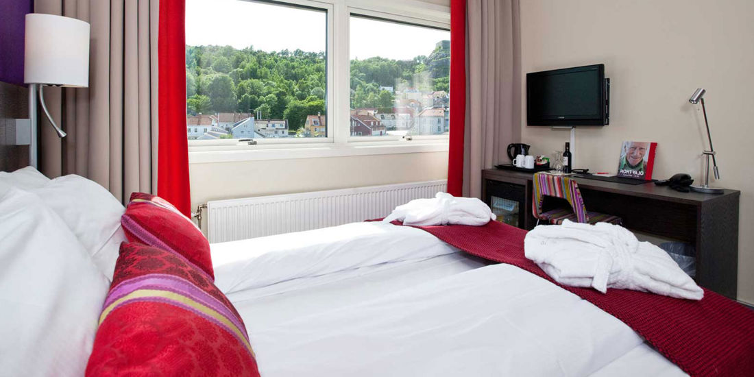 Lit dans une chambre supérieure du Thon Hotel Halden