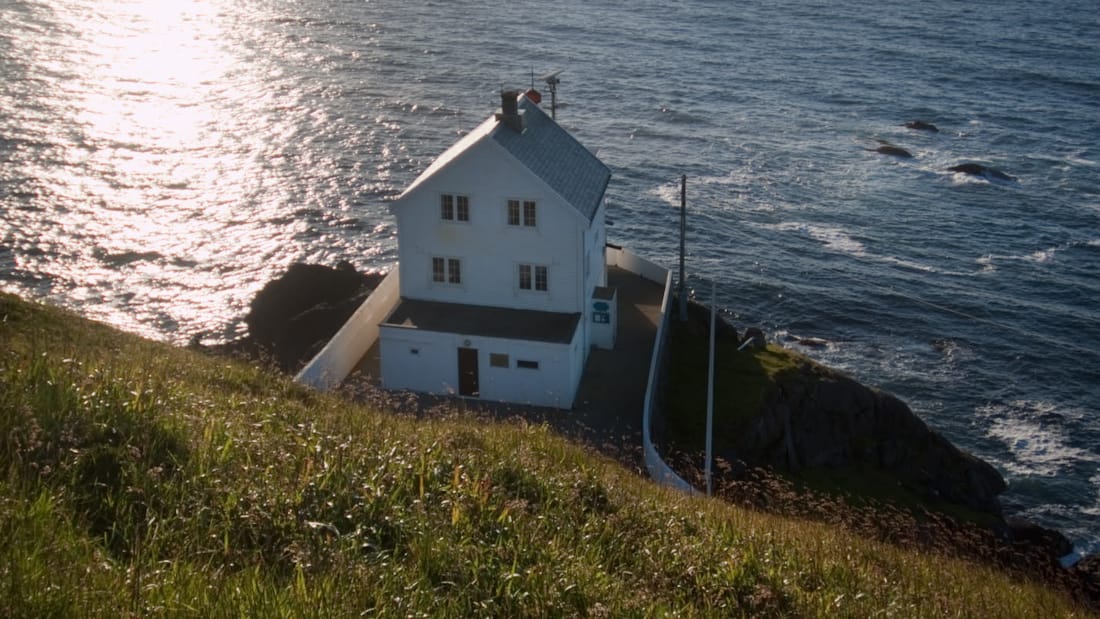 The lighthouse Kråkenes fyr in Vågsøy, Norway