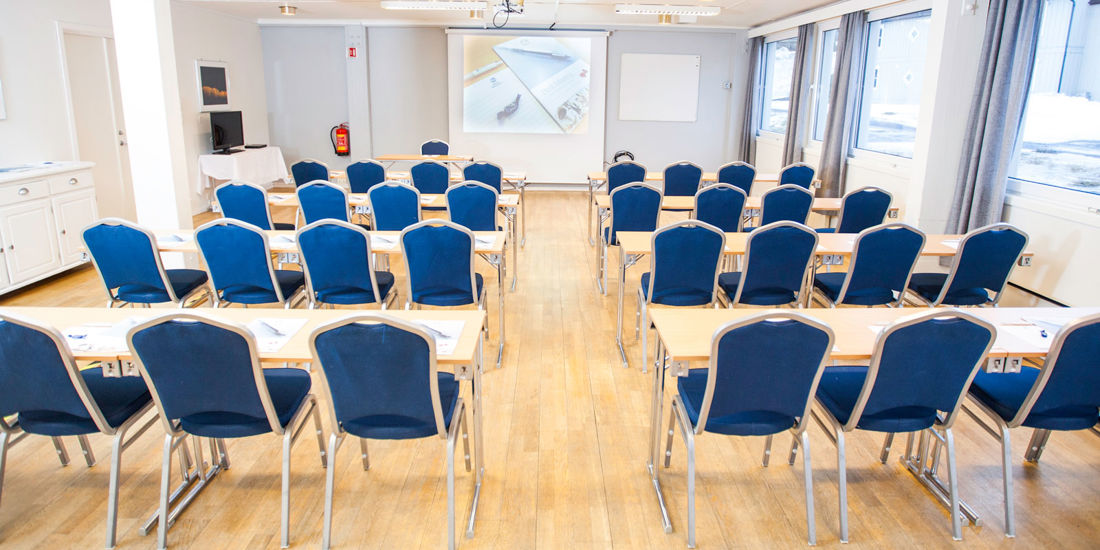 “Tøtta” conference hall in a classroom layout at Thon Hotel Narvik