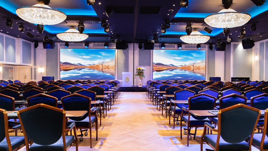 Large conference room with two projectors