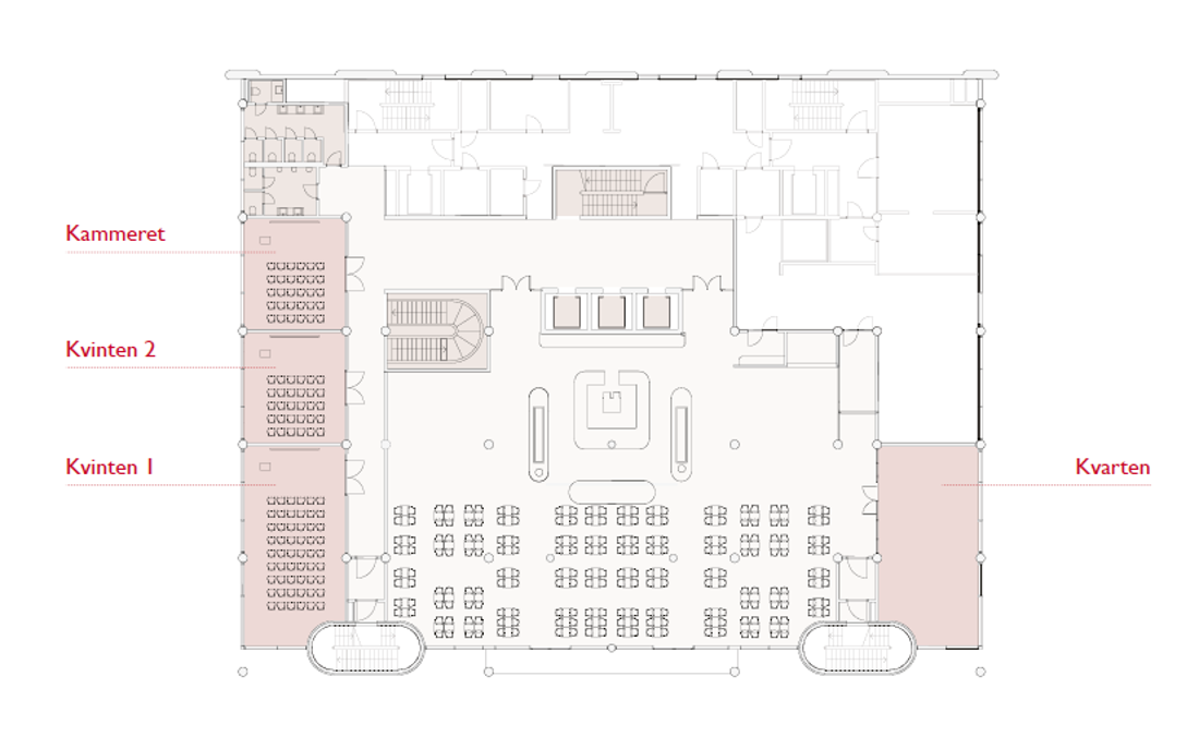 Plantegning over 3. etasje i konferanseavdelingen på Thon Hotel Opera