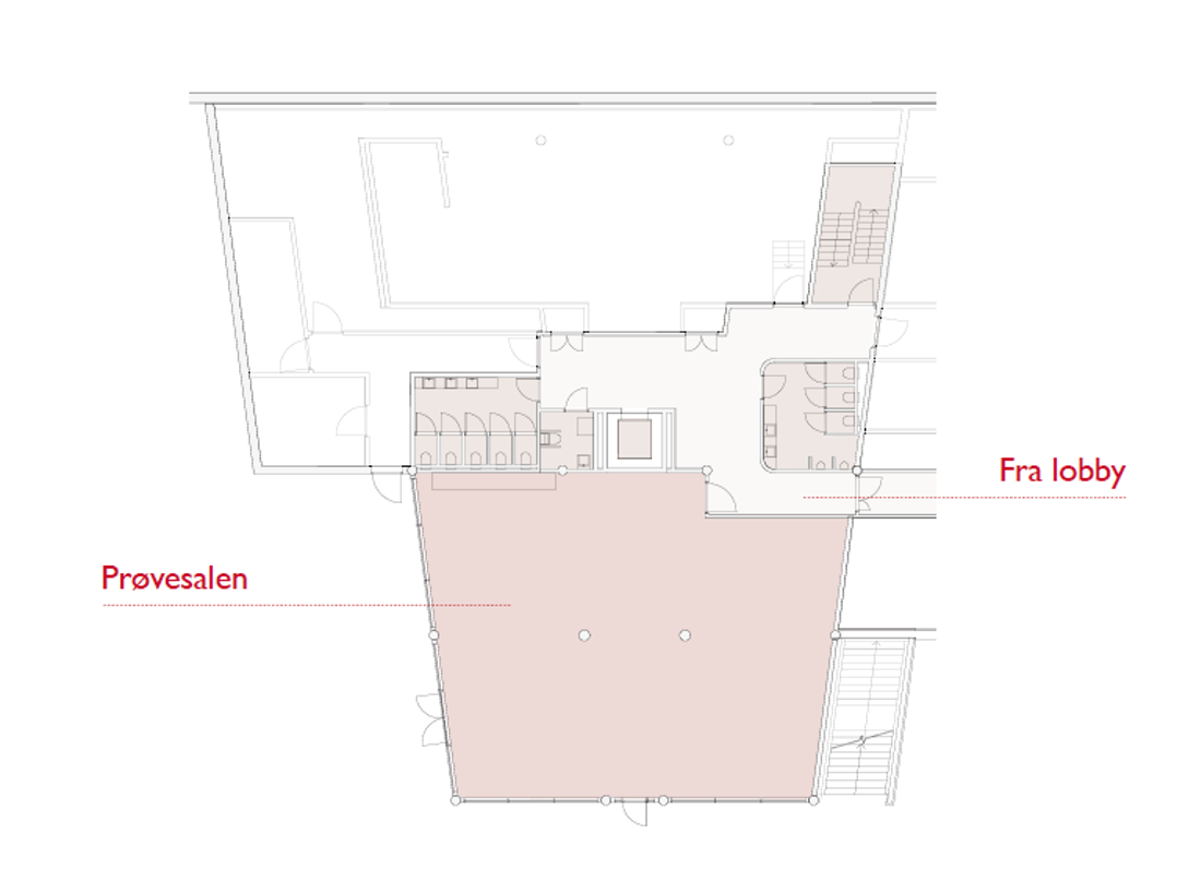 Plantegning over 1. etasje i Paviljongen på Thon Hotel Opera