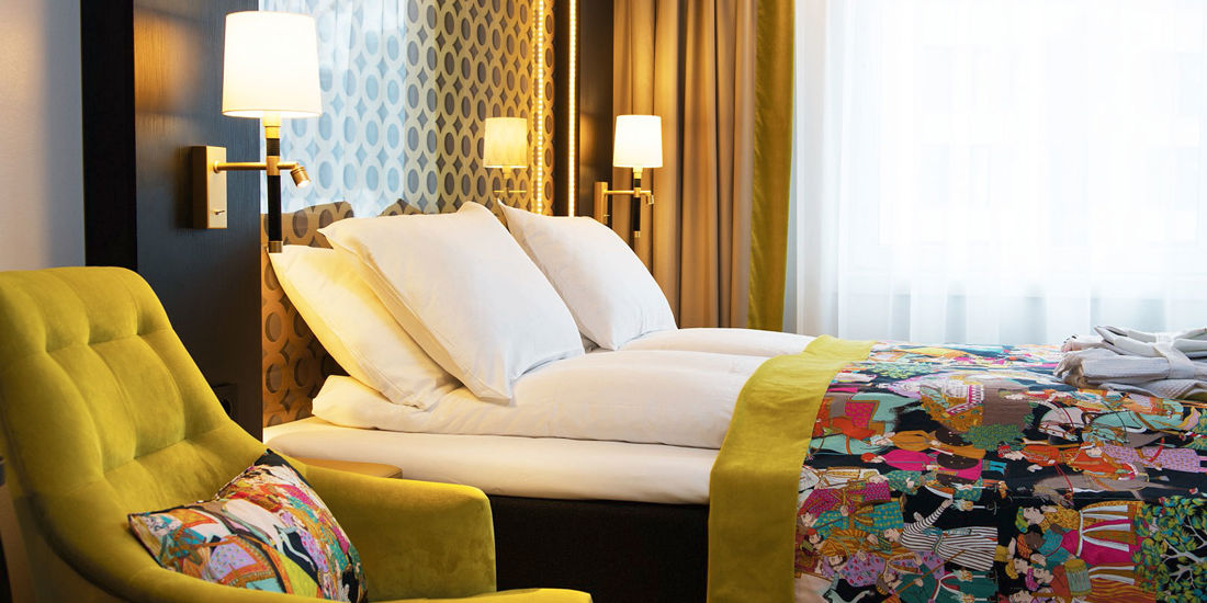 Bed in eenpersoonskamer in Thon Hotel Rosenkrantz Oslo