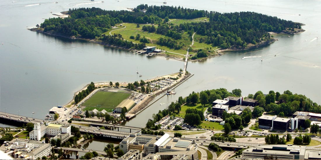 Photo aérienne de Kadettangen et Kalvøya à Sandvika