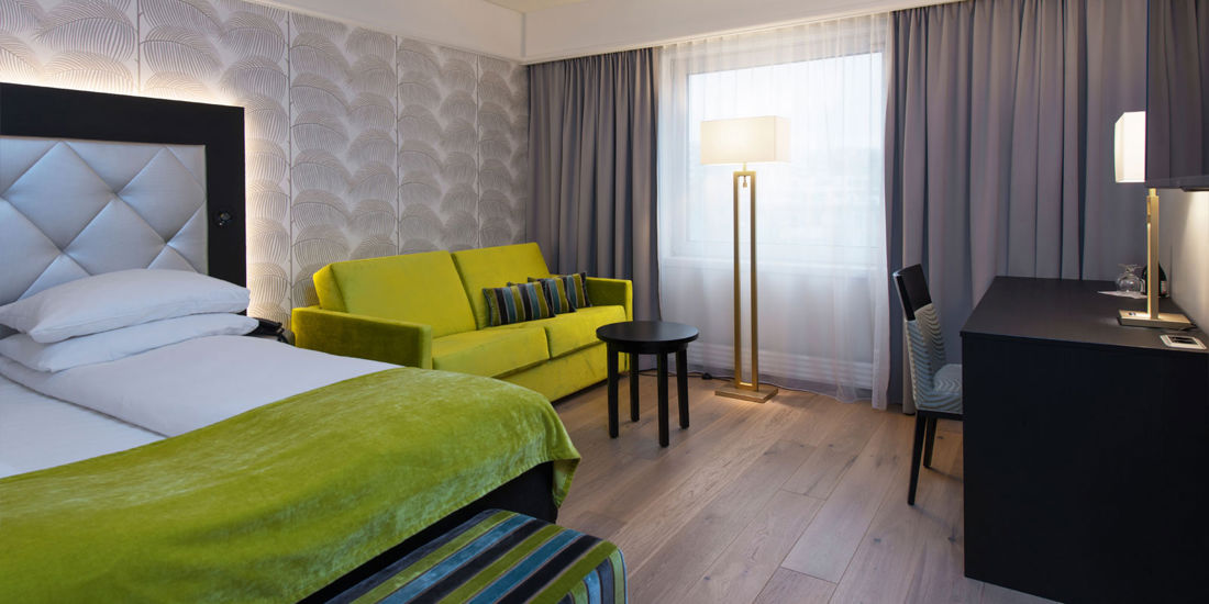 Bett im Doppelzimmer im Thon Hotel Oslofjord in Sandvika