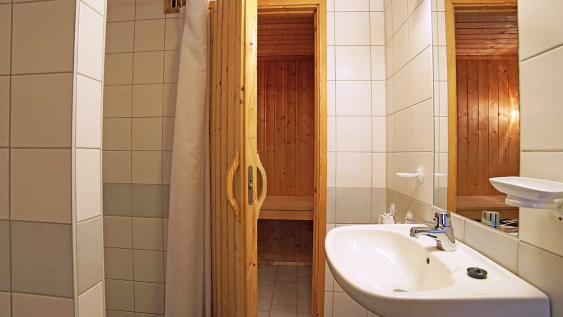 Bathroom with sauna in an apartment