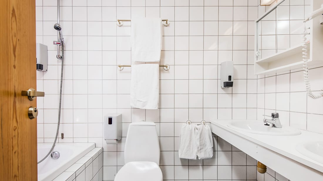 Salle de bains d’un appartement familial à Thon Hotel Skeikampen