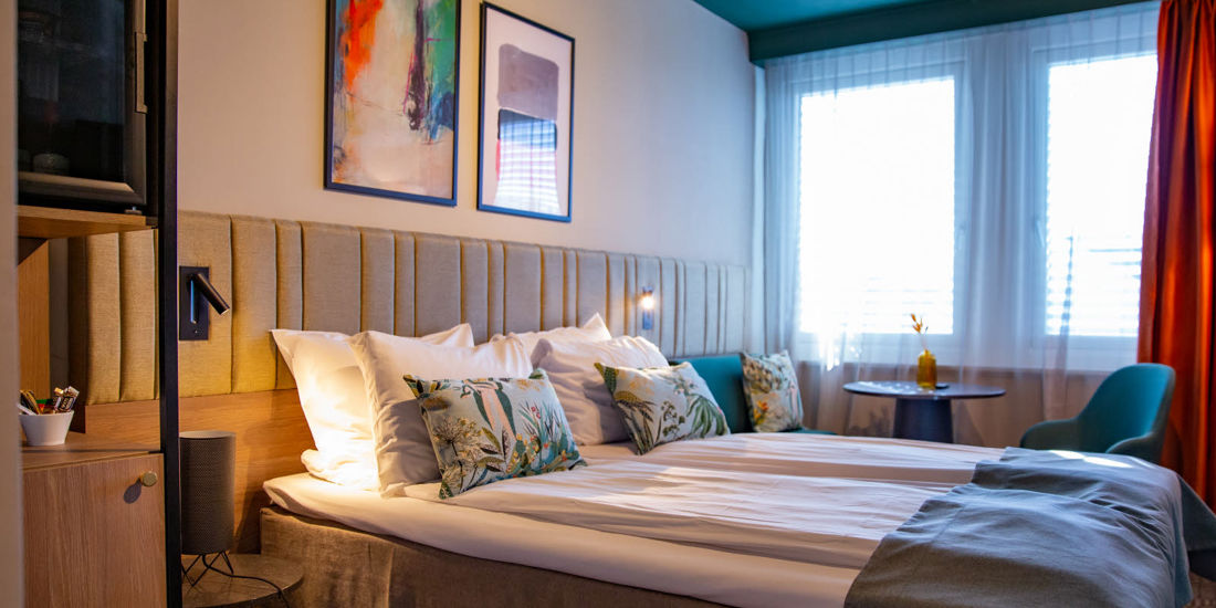 Lit d’une chambre queen de Thon Hotel Prinsen à Trondheim