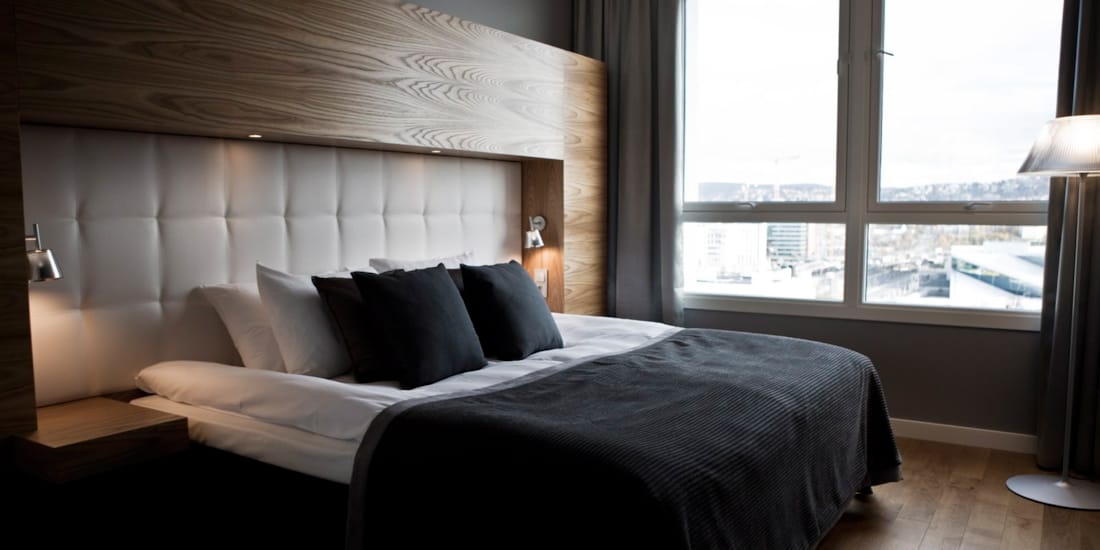 Slaapkamer in het Penthouse van Oslo Panorama Apartments