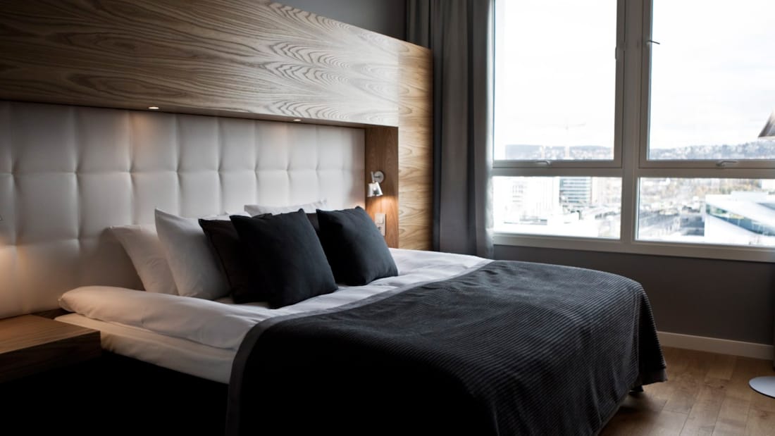 Slaapkamer in het Penthouse van Oslo Panorama Apartments