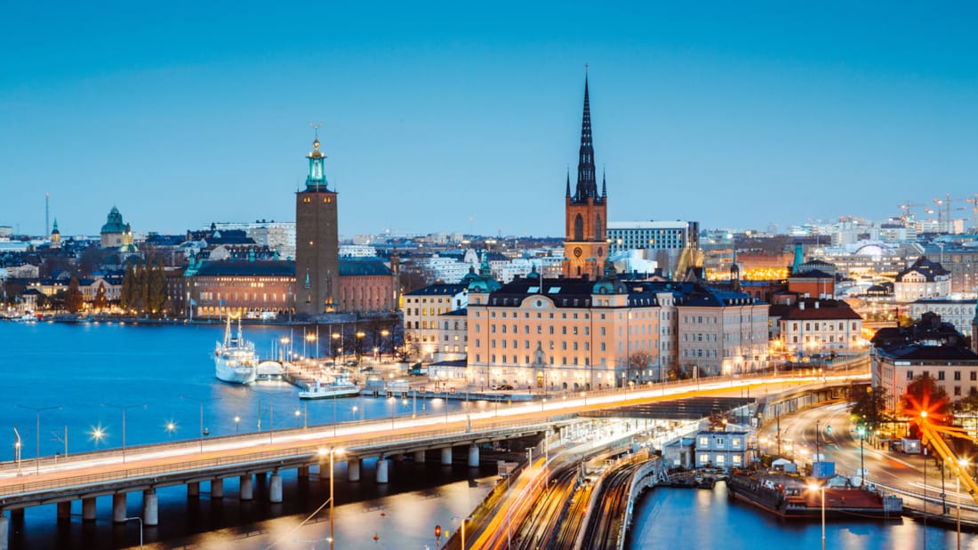 Aftenbillede af Stockholm.