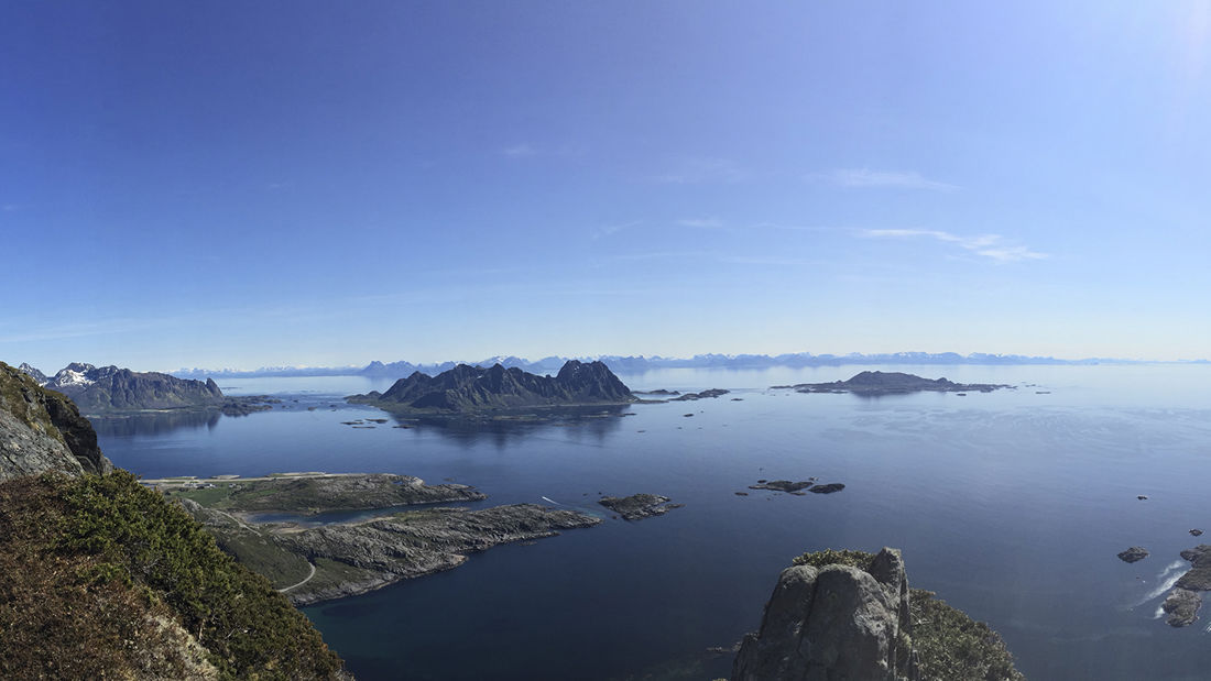 View from mountain top in Lofoten