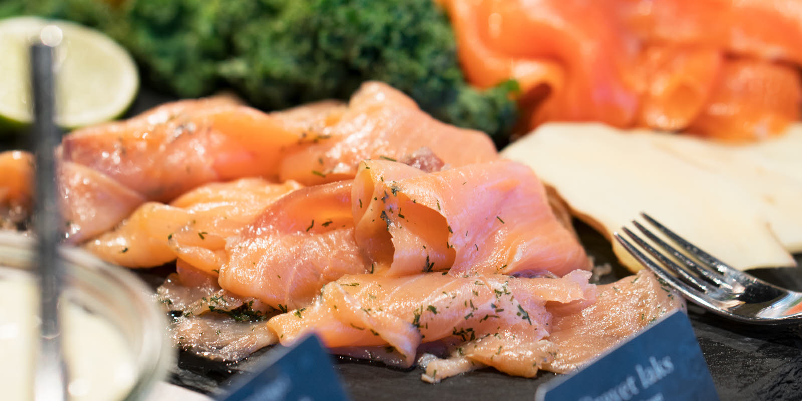 A close up photography of Norwegian gravlax.