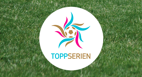 Football pitch with the Toppserien logo