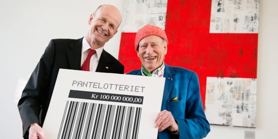 The president of the Norwegian Red Cross, Sven Molleklein, together with Olav Thon