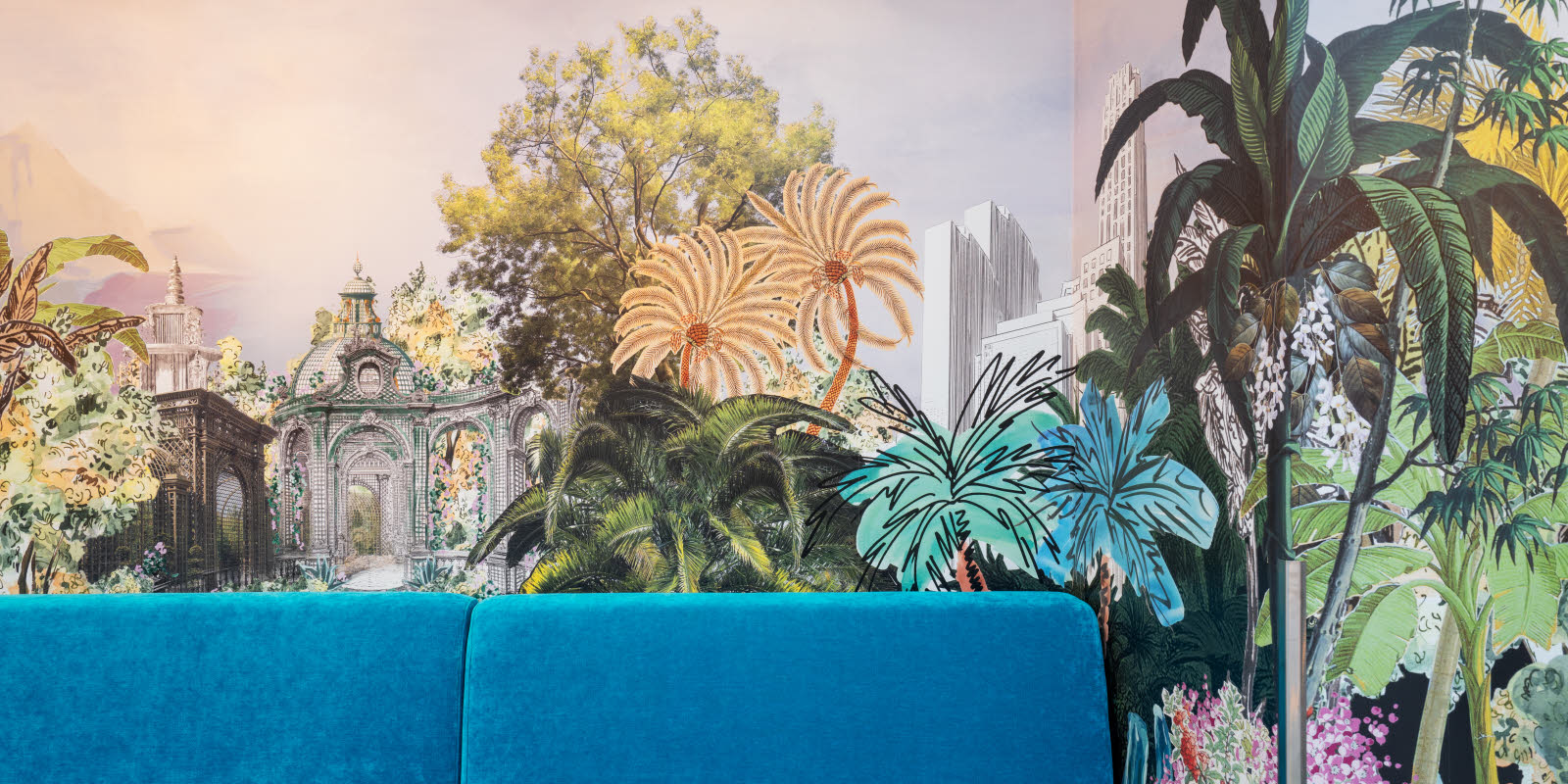 Closeup of blue couch at Thon Hotel Spectrums Winter Garden