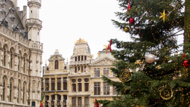 Beautifully decorated christmas tree in Brussels