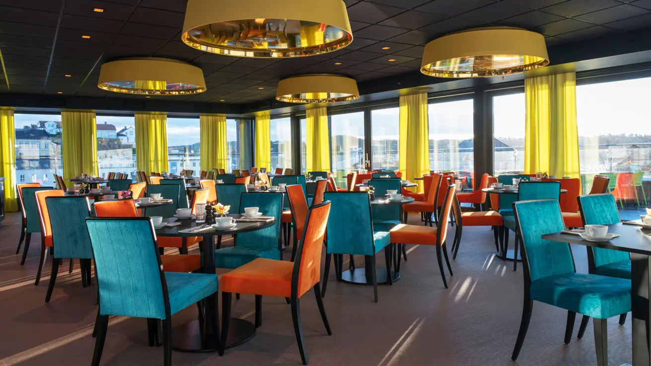 Frokostsalen på Thon Hotel Arendal kan brukes til bankett