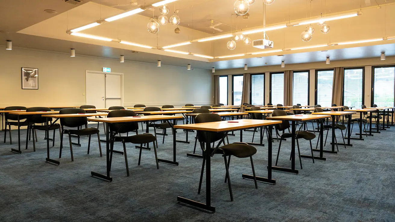 Grote vergaderruimte in klaslokaalindeling bij Hotel Otta